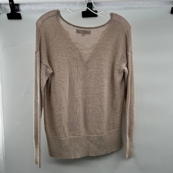 Ann Taylor Loft Women's Crisscross Tie Neck Pullover Sweater Beige Size Medium - Picture 7 of 9